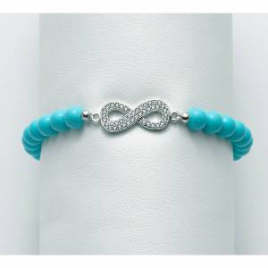 BRACCIALE DI PERLE MILUNA PASTA DI TURCHESE ARGENTO 925% CON INFINITO BR671-TPZ - 1