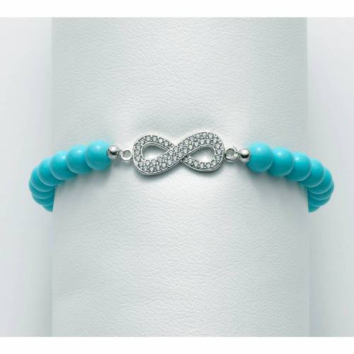 BRACCIALE DI PERLE MILUNA PASTA DI TURCHESE ARGENTO 925% CON INFINITO BR671-TPZ - 1