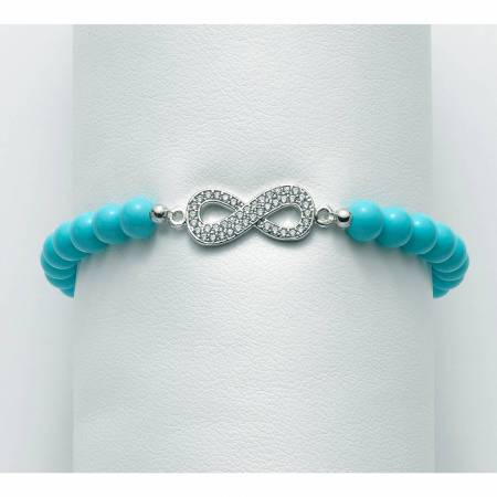 BRACCIALE DI PERLE MILUNA PASTA DI TURCHESE ARGENTO 925% CON INFINITO BR671-TPZ - 1
