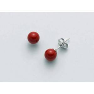 ORECCHINI DI PERLE MILUNA PASTA DI CORALLO ROSSO ARGENTO 925% PER2406 - 1