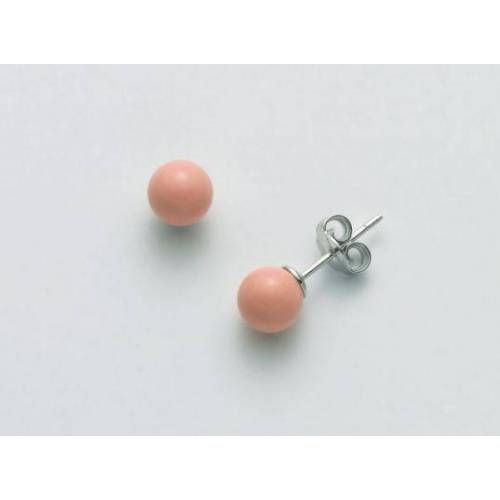 ORECCHINI DI PERLE MILUNA PASTA DI CORALLO ROSA ARGENTO 925% PER2407 - 1