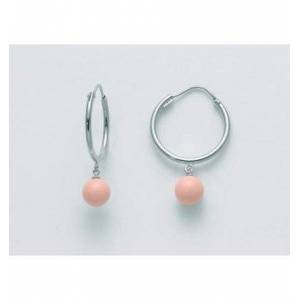 ORECCHINI DI PERLE MILUNA A CERCHIO PASTA DI CORALLO ROSA ARGENTO 925% PER2477 - 1