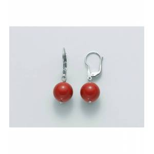 ORECCHINI DI PERLE MILUNA PASTA DI CORALLO ROSSO ARGENTO 925% PER2200 - 1