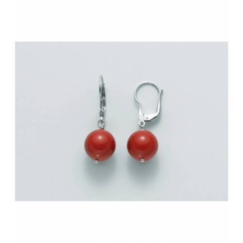 ORECCHINI DI PERLE MILUNA PASTA DI CORALLO ROSSO ARGENTO 925% PER2200 - 1
