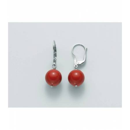 ORECCHINI DI PERLE MILUNA PASTA DI CORALLO ROSSO ARGENTO 925% PER2200 - 1