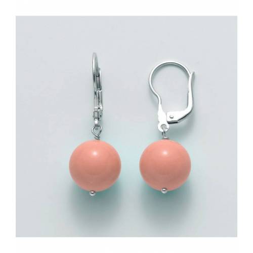 ORECCHINI DI PERLE MILUNA PASTA DI CORALLO ROSA ARGENTO 925% PER2199 - 1