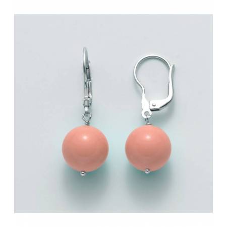 ORECCHINI DI PERLE MILUNA PASTA DI CORALLO ROSA ARGENTO 925% PER2199 - 1