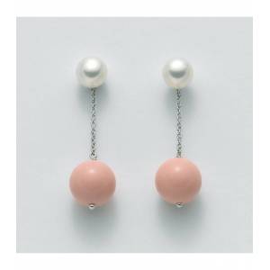 ORECCHINI DI PERLE MILUNA PASTA DI CORALLO ROSA TERRA E MARE ARGENTO 925% PER2067 - 1