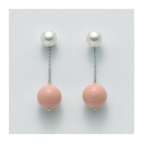 ORECCHINI DI PERLE MILUNA PASTA DI CORALLO ROSA TERRA E MARE ARGENTO 925% PER2067 - 1