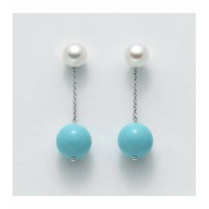 ORECCHINI DI PERLE MILUNA PASTA DI TURCHESE TERRA E MARE ARGENTO 925% PER2066 - 1
