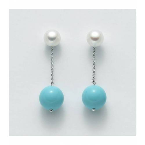 ORECCHINI DI PERLE MILUNA PASTA DI TURCHESE TERRA E MARE ARGENTO 925% PER2066 - 1