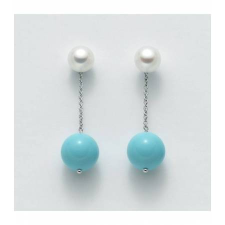 ORECCHINI DI PERLE MILUNA PASTA DI TURCHESE TERRA E MARE ARGENTO 925% PER2066 - 1