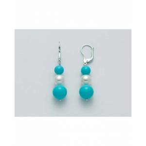 ORECCHINI DI PERLE MILUNA PASTA DI TURCHESE TERRA E MARE ARGENTO 925% PER2466 - 1