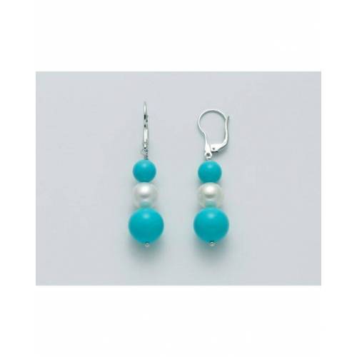 ORECCHINI DI PERLE MILUNA PASTA DI TURCHESE TERRA E MARE ARGENTO 925% PER2466 - 1