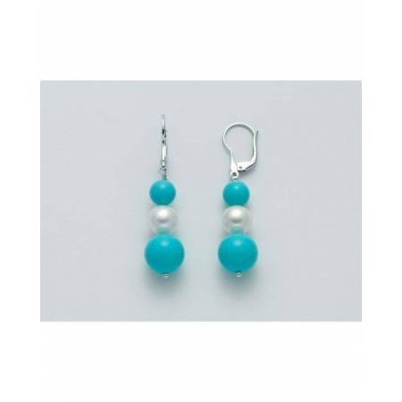ORECCHINI DI PERLE MILUNA PASTA DI TURCHESE TERRA E MARE ARGENTO 925% PER2466 - 1