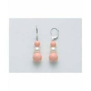 ORECCHINI DI PERLE MILUNA PASTA DI CORALLO ROSA TERRA E MARE ARGENTO 925% PER2467 - 1