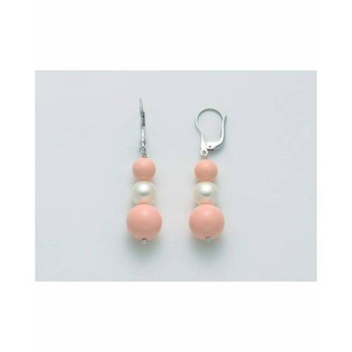 ORECCHINI DI PERLE MILUNA PASTA DI CORALLO ROSA TERRA E MARE ARGENTO 925% PER2467 - 1