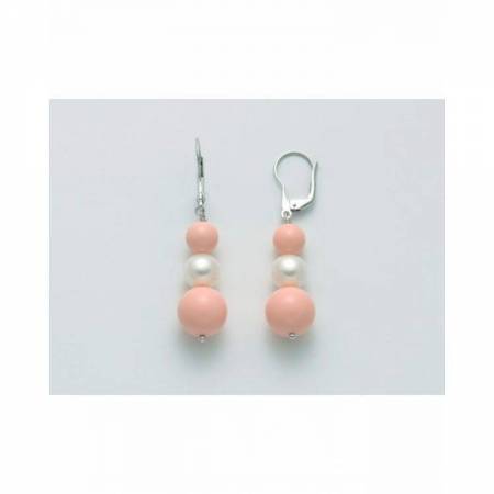 ORECCHINI DI PERLE MILUNA PASTA DI CORALLO ROSA TERRA E MARE ARGENTO 925% PER2467 - 1