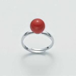 ANELLO MILUNA PERLA PASTA DI CORALLO ROSSO ARGENTO 925% LID3310 - 1