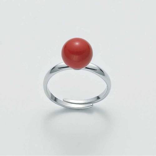 ANELLO MILUNA PERLA PASTA DI CORALLO ROSSO ARGENTO 925% LID3310 - 1
