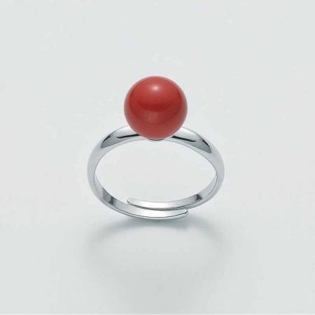 ANELLO MILUNA PERLA PASTA DI CORALLO ROSSO ARGENTO 925% LID3310 - 1