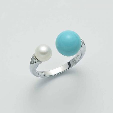 ANELLO DI PERLE MILUNA PASTA DI TURCHESE ARGENTO 925% PLI1511 - 1