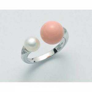 ANELLO DI PERLE MILUNA PASTA DI CORALLO ROSA ARGENTO 925% PLI1602 - 1