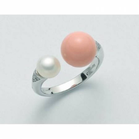ANELLO DI PERLE MILUNA PASTA DI CORALLO ROSA ARGENTO 925% PLI1602 - 1