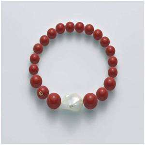 BRACCIALE DI PERLE MILUNA PASTA DI CORALLO ROSSO ORO 750% TERRA E MARE PBR1962 - 1