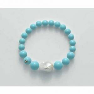 BRACCIALE DI PERLE MILUNA PASTA DI TURCHESE ORO 750% TERRA E MARE PBR1964 - 1