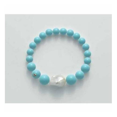 BRACCIALE DI PERLE MILUNA PASTA DI TURCHESE ORO 750% TERRA E MARE PBR1964 - 1