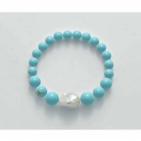 BRACCIALE DI PERLE MILUNA PASTA DI TURCHESE ORO 750% TERRA E MARE PBR1964 - 1