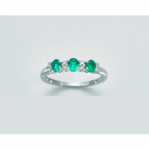 ANELLO MILUNA SMERALDO E DIAMANTI In Oro Bianco 18 KT 750%/1000 LID3423 - 1