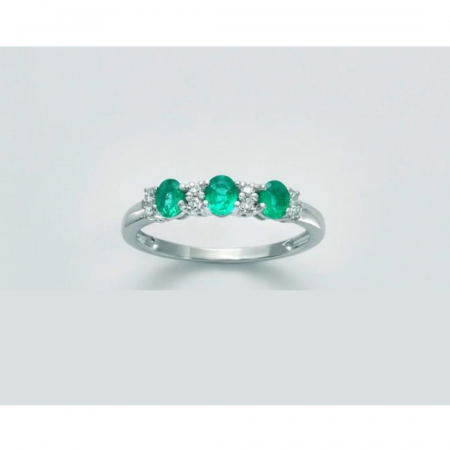 ANELLO MILUNA SMERALDO E DIAMANTI In Oro Bianco 18 KT 750%/1000 LID3423 - 1
