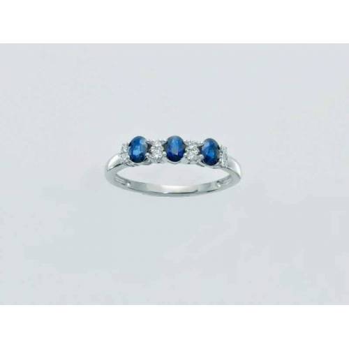 ANELLO MILUNA ZAFFIRO E DIAMANTI In Oro Bianco 18 KT 750%/1000 LID3424 - 1