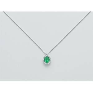 COLLANA MILUNA SMERALDO E DIAMANTI In Oro Bianco 18 KT 750%/1000 CLD4094 - 1