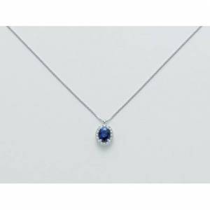 COLLANA MILUNA ZAFFIRO E DIAMANTI In Oro Bianco 18 KT 750%/1000 CLD4088 - 1