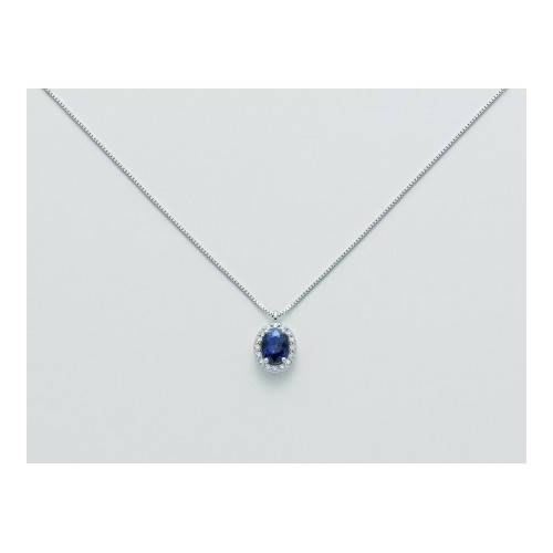 COLLANA MILUNA ZAFFIRO E DIAMANTI In Oro Bianco 18 KT 750%/1000 CLD4088 - 1
