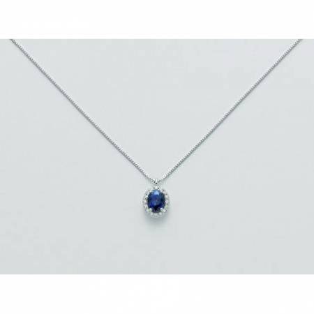 COLLANA MILUNA ZAFFIRO E DIAMANTI In Oro Bianco 18 KT 750%/1000 CLD4088 - 1