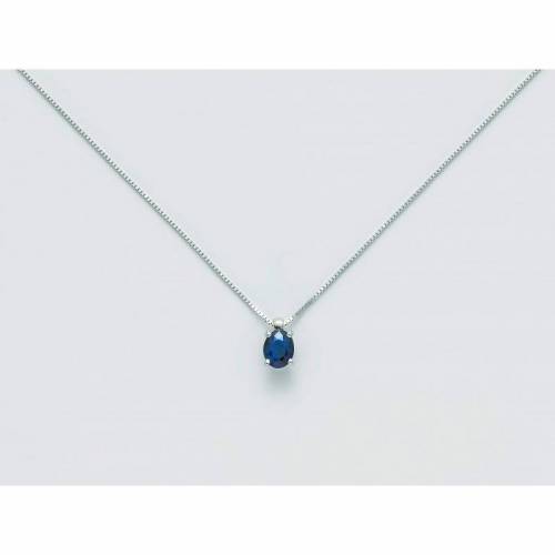 COLLANA MILUNA ZAFFIRO In Oro Bianco 18 KT 750%/1000 CLD4274 - 1