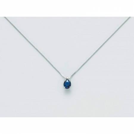 COLLANA MILUNA ZAFFIRO In Oro Bianco 18 KT 750%/1000 CLD4274 - 1