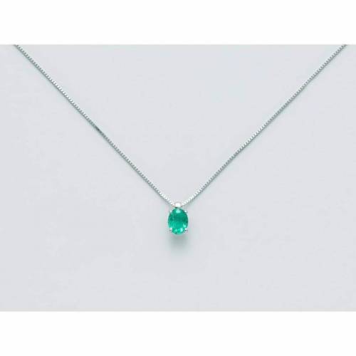 COLLANA MILUNA SMERALDO In Oro Bianco 18 KT 750%/1000 CLD4273 - 1
