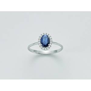 ANELLO MILUNA ZAFFIRO E DIAMANTI In Oro Bianco 18 KT 750%/1000 LID3271 - 1