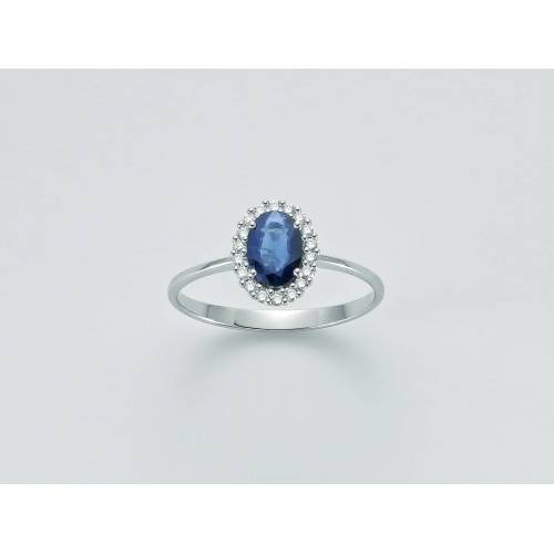 ANELLO MILUNA ZAFFIRO E DIAMANTI In Oro Bianco 18 KT 750%/1000 LID3271 - 1