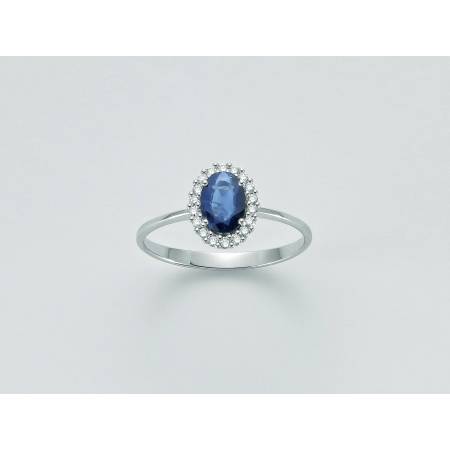 ANELLO MILUNA ZAFFIRO E DIAMANTI In Oro Bianco 18 KT 750%/1000 LID3271 - 1