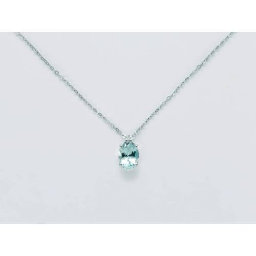 COLLANA MILUNA ACQUAMARINA E DIAMANTE In Oro Bianco 18 KT 750%/1000 CLD4284 - 1