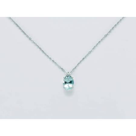 COLLANA MILUNA ACQUAMARINA E DIAMANTE In Oro Bianco 18 KT 750%/1000 CLD4284 - 1