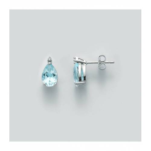 ORECCHINI MILUNA ACQUAMARINA E DIAMANTI In Oro Bianco 18 KT 750%/1000 ERD2492 - 1