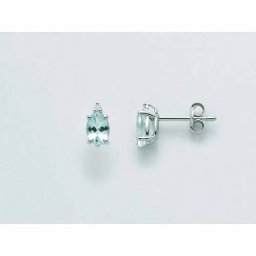ORECCHINI MILUNA ACQUAMARINA E DIAMANTI In Oro Bianco 18 KT 750%/1000 ERD2521 - 1