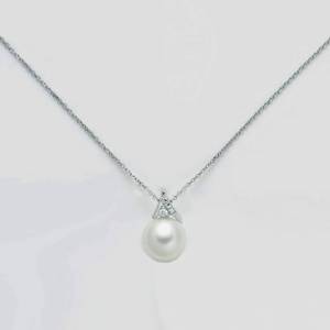 COLLANA MILUNA PERLA E DIAMANTE In Oro 9 Karati 375%/1000 PCL5927X - 1